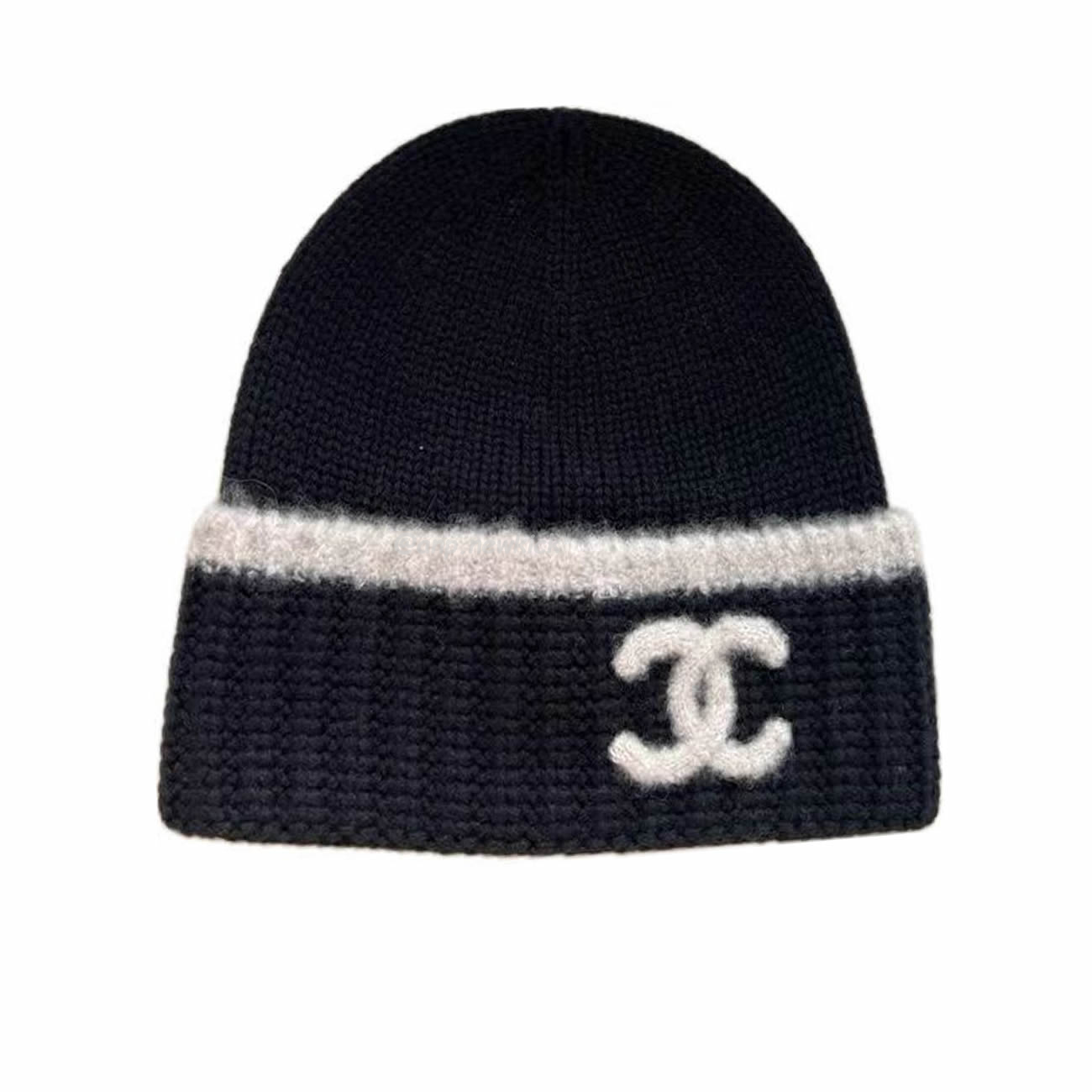 Chanel Cc Logo Black Beanie Hat (1) - newkick.vip